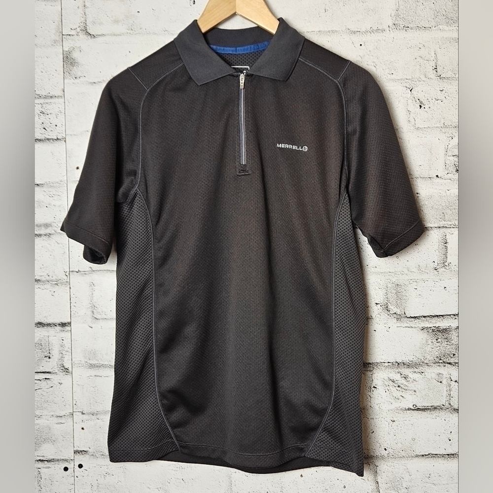 Merrell Mens Performance Golf Polo Gray Quarter Zip Activewear Small
